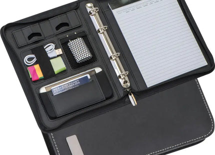 A5 Schreibmappe aus Lederfaserstoff - schwarz - Notizmappe, Businessmappe, Dokumentenmappe TK Gruppe® Grosshandel 