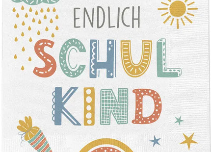 AKTION Schulstart Tischservietten, 20 Stück, Ideale Tischdekoration für den Schulbeginn (103 Zeichen) TK Gruppe® Grosshandel 