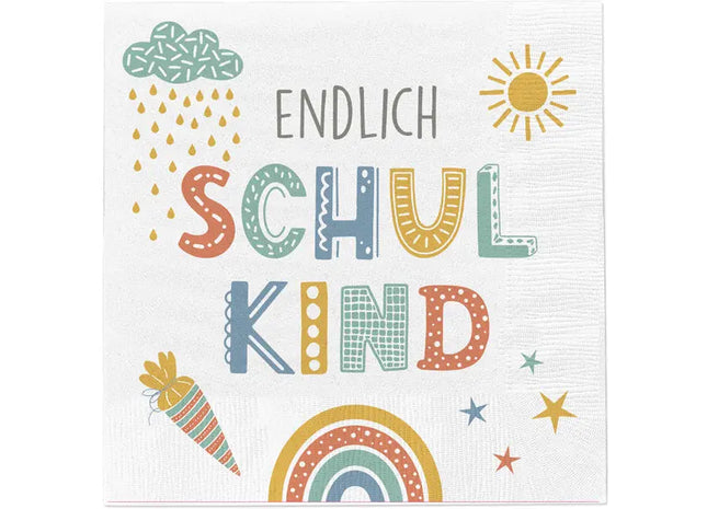 AKTION Schulstart Tischservietten, 20 Stück, Ideale Tischdekoration für den Schulbeginn (103 Zeichen) TK Gruppe® Grosshandel 