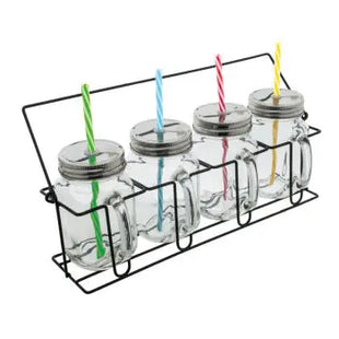 ARACUJA Gläser Set mit Strohhalmen - 4-teilig, Mehrfarbig Transparent, Stilvolle Trinkgläser TK Gruppe® Grosshandel 