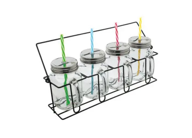 ARACUJA Gläser Set mit Strohhalmen - 4-teilig, Mehrfarbig Transparent, Stilvolle Trinkgläser TK Gruppe® Grosshandel 