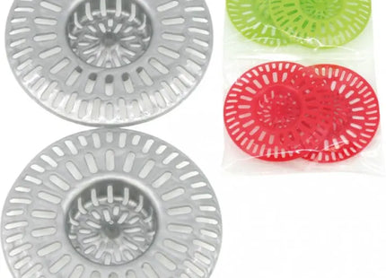 Abflusssieb-Set, 2 Stück, 8cm, in 3 Farben sortiert, Ideal für Haushalt TK Gruppe® Grosshandel 