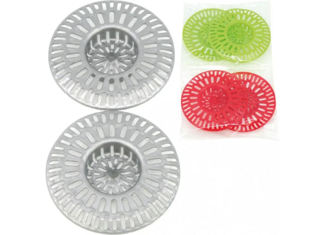 Abflusssieb-Set, 2 Stück, 8cm, in 3 Farben sortiert, Ideal für Haushalt TK Gruppe® Grosshandel 