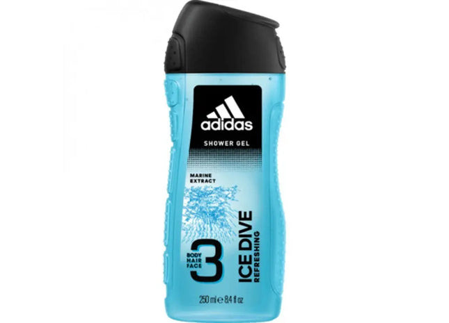 Adidas Ice Dive 250ml 3-in-1 Duschgel - Kühlende Reinigung für Körper, Haar & Gesicht TK Gruppe® Grosshandel 