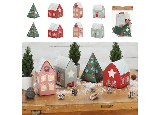 Adventskalender Bastelset Adventshaus, DIY, 24tlg – Kreatives Weihnachtsprojekt TK Gruppe® Grosshandel 