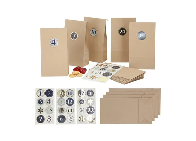 Adventskalender Bastelset DIY, 48-teilig – Perfekt für kreative Weihnachtsvorbereitungen TK Gruppe® Grosshandel 