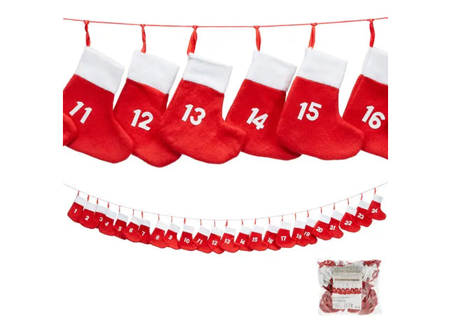 Adventskalender Sockenkette - 10x12x140 cm - Ideal für Weihnachtsdekoration TK Gruppe® Grosshandel 