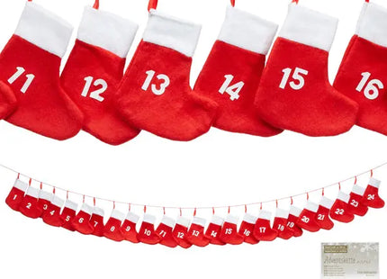 Adventskalender Sockenkette, Festliche Deko, 18x20x260 cm - Weihnachtsvorfreude TK Gruppe® Grosshandel 