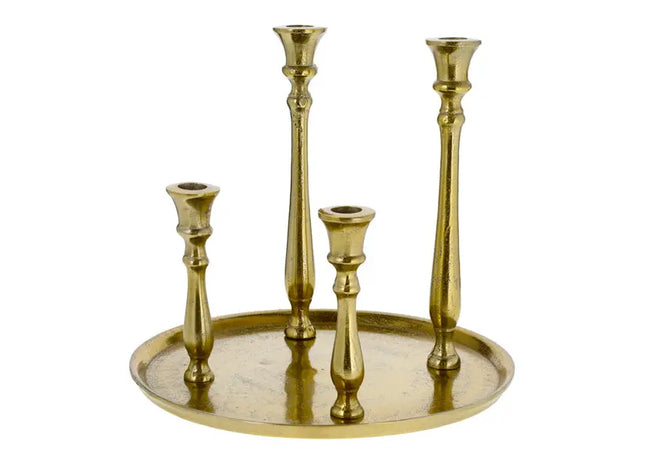 Adventskranz aus Aluminium für Stabkerzen, Gold, Durchmesser ca. 30 cm – Festliche Dekoration TK Gruppe® Grosshandel 