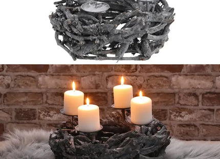 Adventskranz aus Ästen in Grau, Durchmesser ca. 35cm TK Gruppe® Grosshandel 