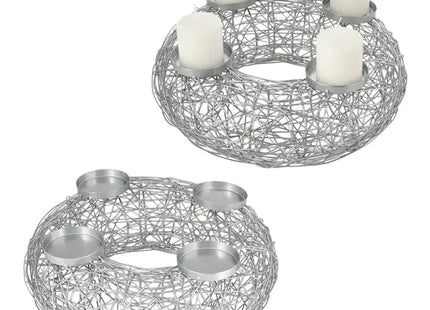 Adventskranz aus silbernen Fäden, Durchmesser 38 cm - Stilvolle Vorweihnachtsdekoration TK Gruppe® Grosshandel 