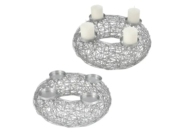 Adventskranz aus silbernen Fäden, Durchmesser 38 cm - Stilvolle Vorweihnachtsdekoration TK Gruppe® Grosshandel 