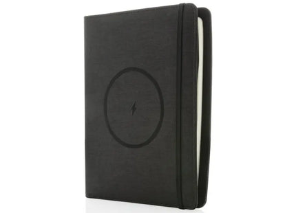 Air 5W Wireless Charging Notizbuch A5 mit Powerbank, 5000 mAh - Schwarz TK Gruppe® Grosshandel 
