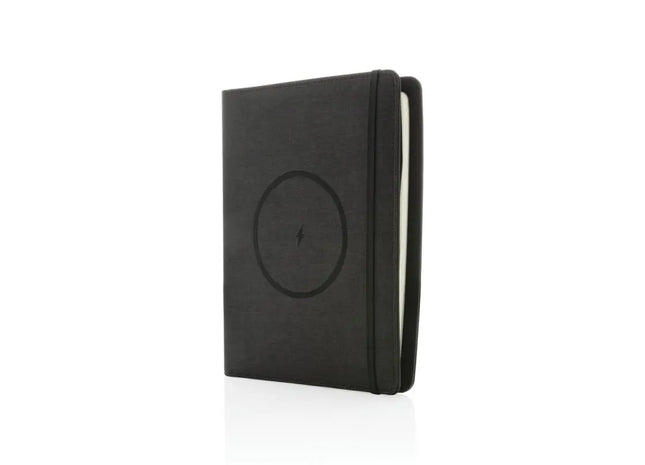 Air 5W Wireless Charging Notizbuch A5 mit Powerbank, 5000 mAh - Schwarz TK Gruppe® Grosshandel 