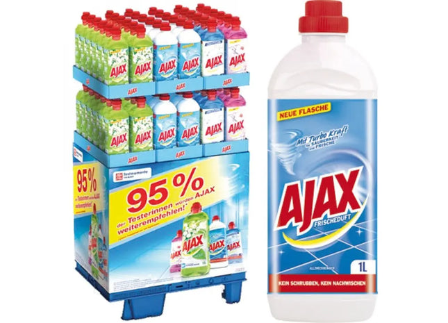 Ajax Allzweckreiniger 1 Liter Großpackung - 144 Flaschen Display für effiziente Reinigung TK Gruppe® Grosshandel 
