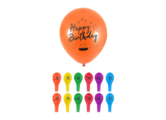 Alles Gute zum Geburtstag Luftballons 23 cm – Partydekoration, 6 verschiedene Farben TK Gruppe® Grosshandel 