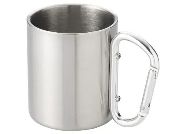 Alps 200 ml Isolierbecher mit Karabinergriff - Silber - Kompakter Outdoor-Becher TK Gruppe® Grosshandel 