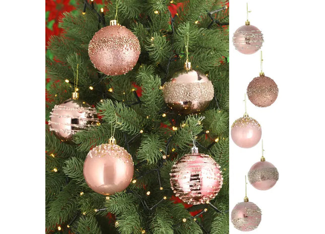 Altrosa Christbaumkugeln, Set von 4, ca. 8cm Durchmesser - Nostalgische Weihnachtsdekoration TK Gruppe® Grosshandel 