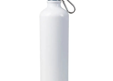 Aluminium Wasserflasche 750 ml mit Karabiner - Weiß, Ideal für Abenteuer TK Gruppe® Grosshandel 