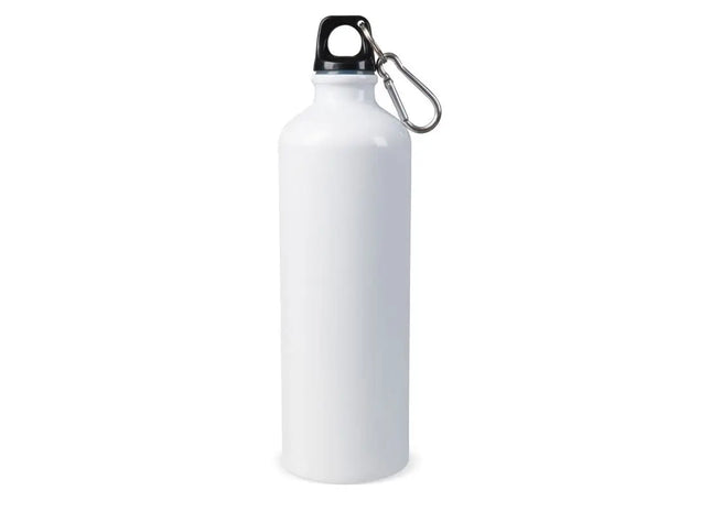 Aluminium Wasserflasche 750 ml mit Karabiner - Weiß, Ideal für Abenteuer TK Gruppe® Grosshandel 