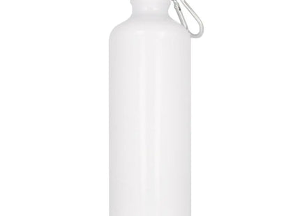 Aluminium Wasserflasche 750ml mit Karabiner in Weiß - Outdoor Essentials TK Gruppe® Grosshandel 