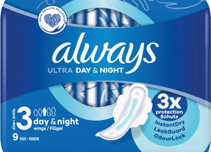 Always Ultra Thin Nachtbinden, 9 Stück - Optimaler Schutz & Komfort Über Nacht TK Gruppe® Grosshandel 
