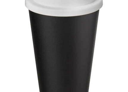 Americano Eco 350 ml recycelter Becher mit auslaufsicherem Deckel – Weiß und Schwarz TK Gruppe® Grosshandel 