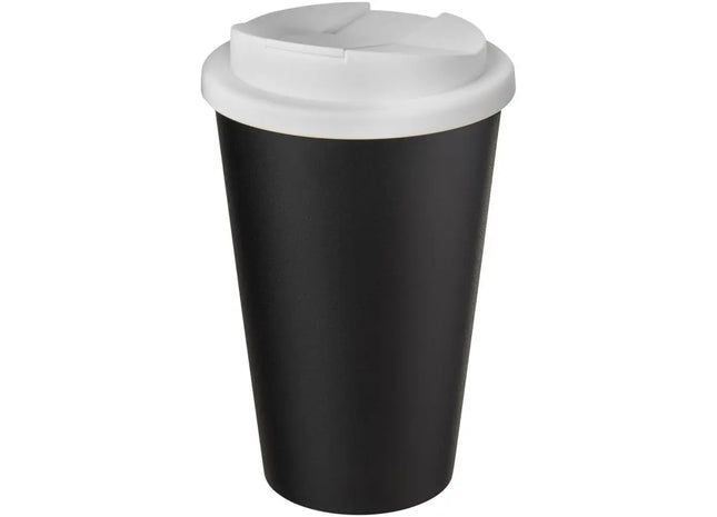 Americano Eco 350 ml recycelter Becher mit auslaufsicherem Deckel – Weiß und Schwarz TK Gruppe® Grosshandel 