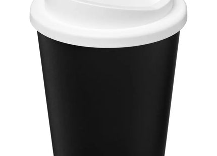 Americano Espresso Eco 250 ml recycelter Isolierbecher - Schwarz-Weißer Thermobecher TK Gruppe® Grosshandel 