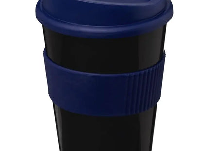 Americano Medio 300 ml Becher mit Schutzring – Schwarz und Blau, sicherer Grip TK Gruppe® Grosshandel 