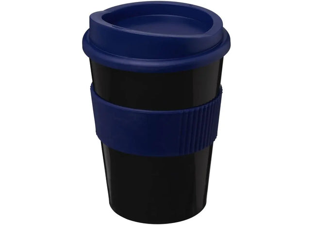 Americano Medio 300 ml Becher mit Schutzring – Schwarz und Blau, sicherer Grip TK Gruppe® Grosshandel 