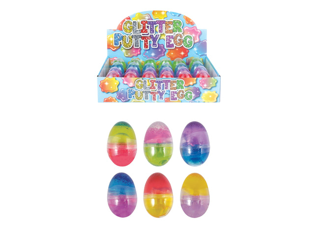 Amöben-Ei, zweifarbiger Glitzerknete, 35 g, 6 x 4 cm, glitzernder Schleim für Kinder, sensorisches Spielen TK Gruppe® Grosshandel 