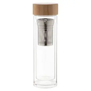 Andina Transparente Glas-Thermoflasche 420ml – Natur Look TK Gruppe® Grosshandel 
