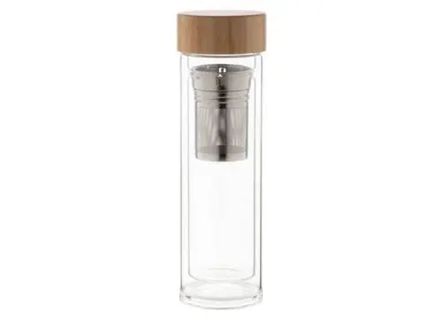 Andina Transparente Glas-Thermoflasche 420ml – Natur Look TK Gruppe® Grosshandel 