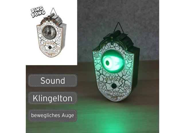 Animierte Türklingel, Halloween, Auge, 18cm hoch - Gruselige Bewegungssensor-Deko TK Gruppe® Grosshandel 