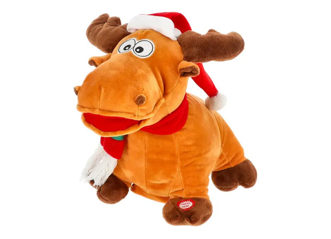 Animierter Elch, singend und tanzend, Festliche Figur, 27cm Hoch TK Gruppe® Grosshandel 