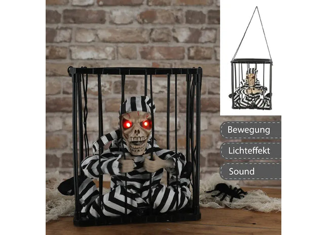 Animierter Gefangener Sensenmann - Lebensgroß, Bewegungssensor Halloween-Deko TK Gruppe® Grosshandel 