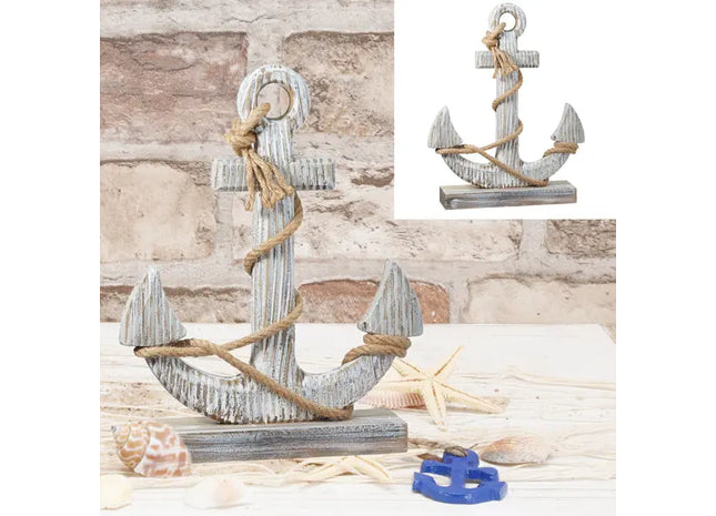 Anker zum Stellen - Weiß-Grau, 40cm Hohe Maritime Dekoration für Zuhause und Garten TK Gruppe® Grosshandel 