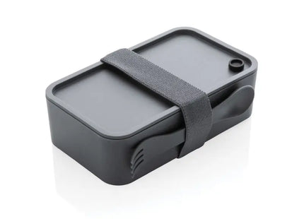 Anthrazitfarbene PP Lunchbox mit Göffel - Praktische Brotdose, Robuste Lebensmittelaufbewahrung TK Gruppe® Grosshandel 