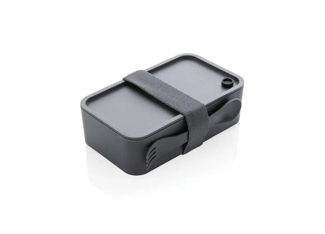 Anthrazitfarbene PP Lunchbox mit Göffel - Praktische Brotdose, Robuste Lebensmittelaufbewahrung TK Gruppe® Grosshandel 