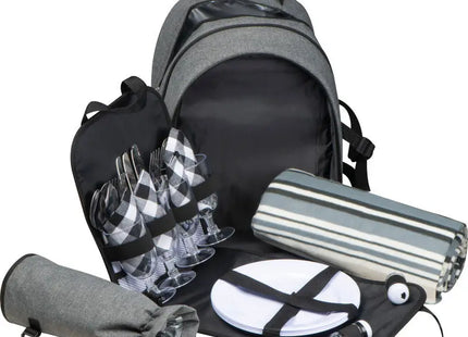 Anthrazitfarbener Picknickrucksack für 4 Personen inkl. Decke - Komplettset TK Gruppe® Grosshandel 