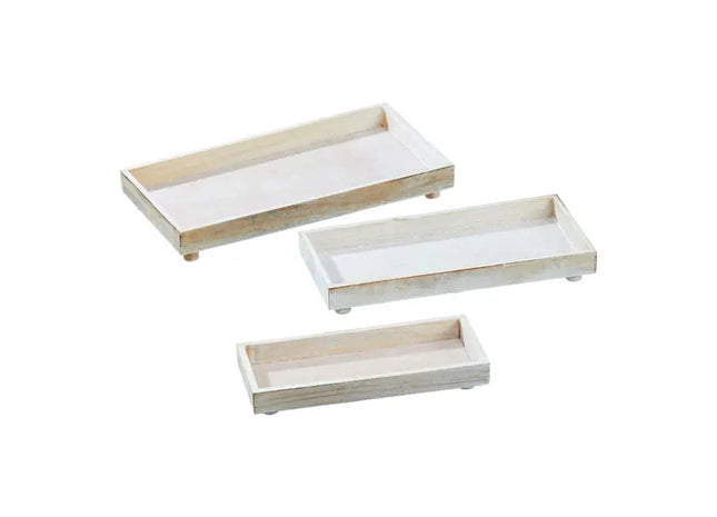 Antike Creme Deko-Platten, Rechteckig, 3er-Set – Elegantes Wohnaccessoire TK Gruppe® Grosshandel 