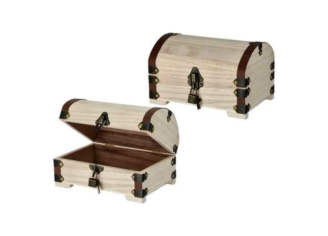 Antike Holztruhe mit Schloss, Sicherheits-Schatzkiste, 21 cm TK Gruppe® Grosshandel 