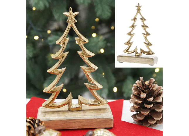 Antikgoldener Baum auf Sockel, 17cm Hoch - Edles Deko-Element TK Gruppe® Grosshandel 