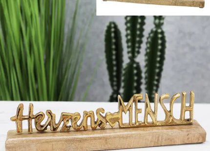 Antikgoldener Schriftzug 'Herzensmensch', ca. 30cm Breit TK Gruppe® Grosshandel 