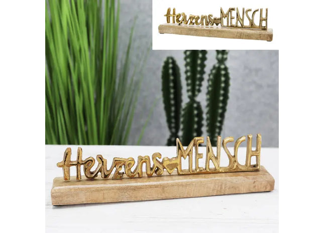 Antikgoldener Schriftzug 'Herzensmensch', ca. 30cm Breit TK Gruppe® Grosshandel 