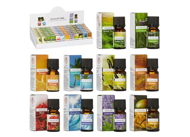 Aromatische Duftöl-Kollektion, 10ml Fläschchen, 10 Verschiedene Düfte, Display-Set TK Gruppe® Grosshandel 