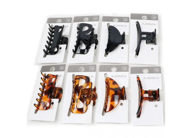 Assorted Black Hair Clips: Pack of 8, Various Designs, 9x5x3cm TK Gruppe® Grosshandel 