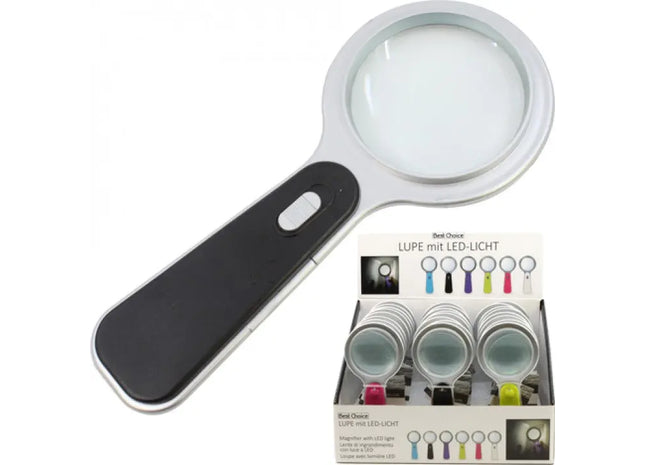 Assorted Color LED Magnifier: 15x6.5cm Illuminated Magnifying Glass Set for Enhanced Vision TK Gruppe® Grosshandel 