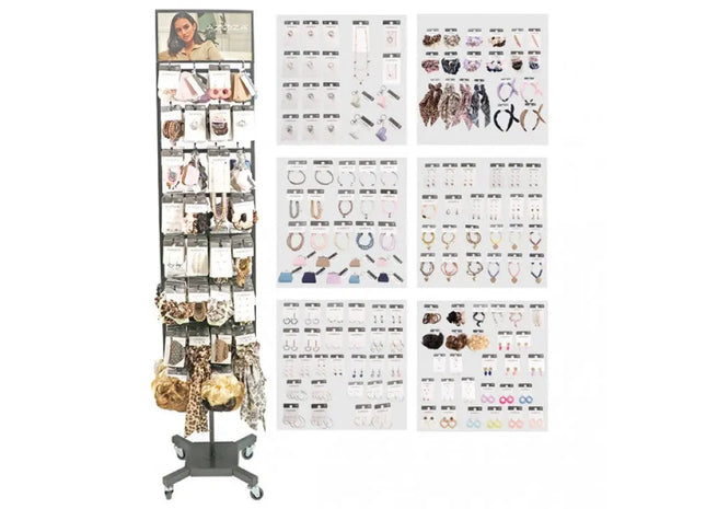 Assorted Hair Ornament Display Stand with Around 48 Varieties - Stylish Hair Accessory Rack TK Gruppe® Grosshandel 